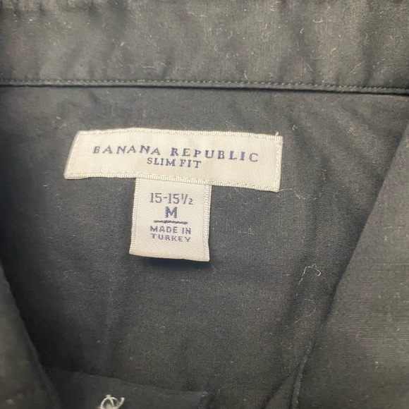 Banana Republic Men's Black Short Sleeve  button up Shirt size medium 15-15 1/2 - Picture 4 of 8